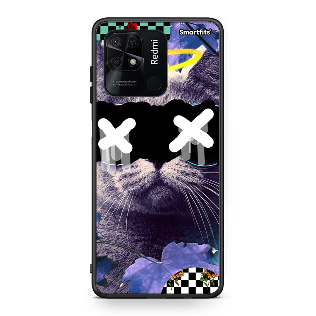 Xiaomi Redmi 10C Cat Collage θήκη από τη Smartfits με σχέδιο στο πίσω μέρος και μαύρο περίβλημα | Smartphone case with colorful back and black bezels by Smartfits