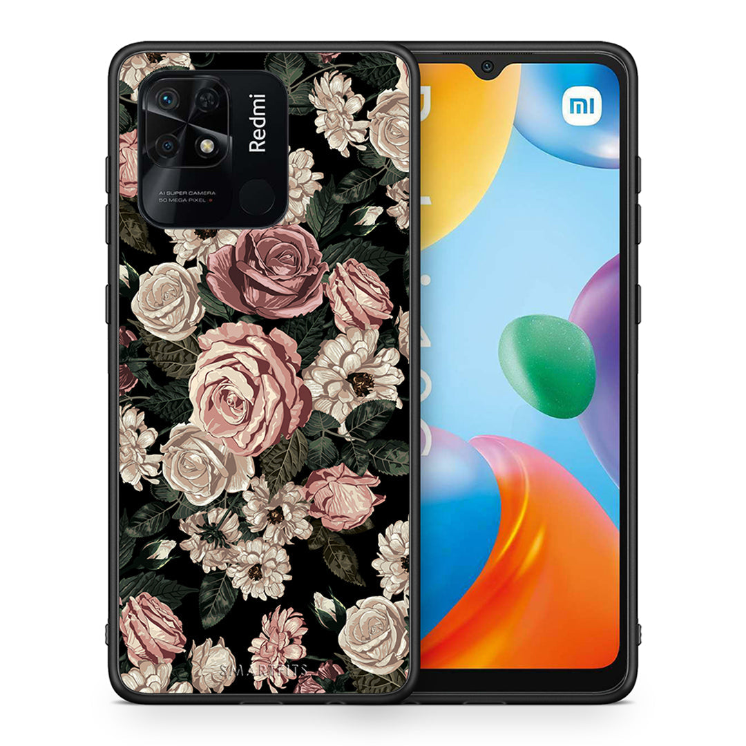 Θήκη Xiaomi Redmi 10C Wild Roses Flower από τη Smartfits με σχέδιο στο πίσω μέρος και μαύρο περίβλημα | Xiaomi Redmi 10C Wild Roses Flower case with colorful back and black bezels