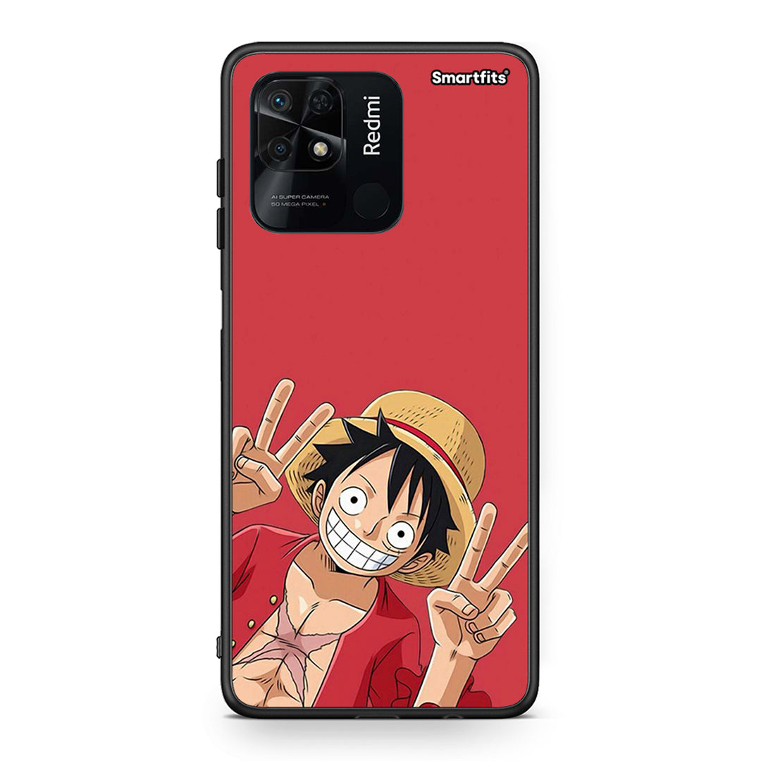 Xiaomi Redmi 10C Pirate Luffy Θήκη από τη Smartfits με σχέδιο στο πίσω μέρος και μαύρο περίβλημα | Smartphone case with colorful back and black bezels by Smartfits