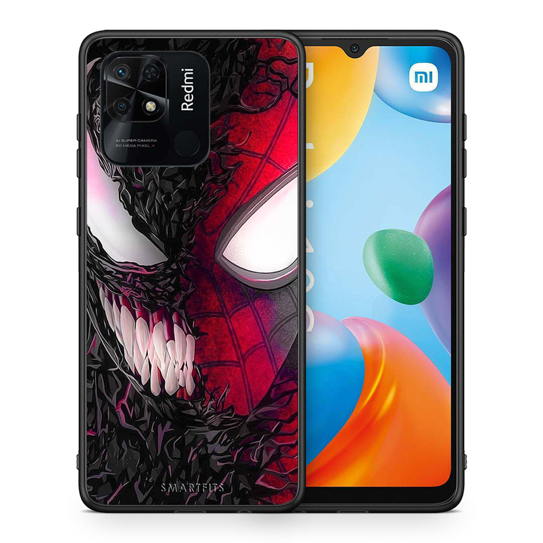 Θήκη Xiaomi Redmi 10C SpiderVenom PopArt από τη Smartfits με σχέδιο στο πίσω μέρος και μαύρο περίβλημα | Xiaomi Redmi 10C SpiderVenom PopArt case with colorful back and black bezels