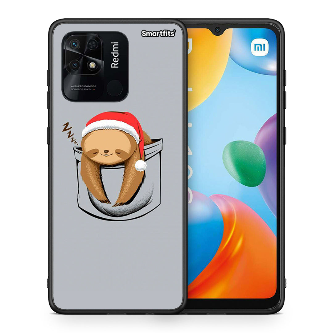 Θήκη Xiaomi Redmi 10C Xmas Zzzz από τη Smartfits με σχέδιο στο πίσω μέρος και μαύρο περίβλημα | Xiaomi Redmi 10C Xmas Zzzz case with colorful back and black bezels