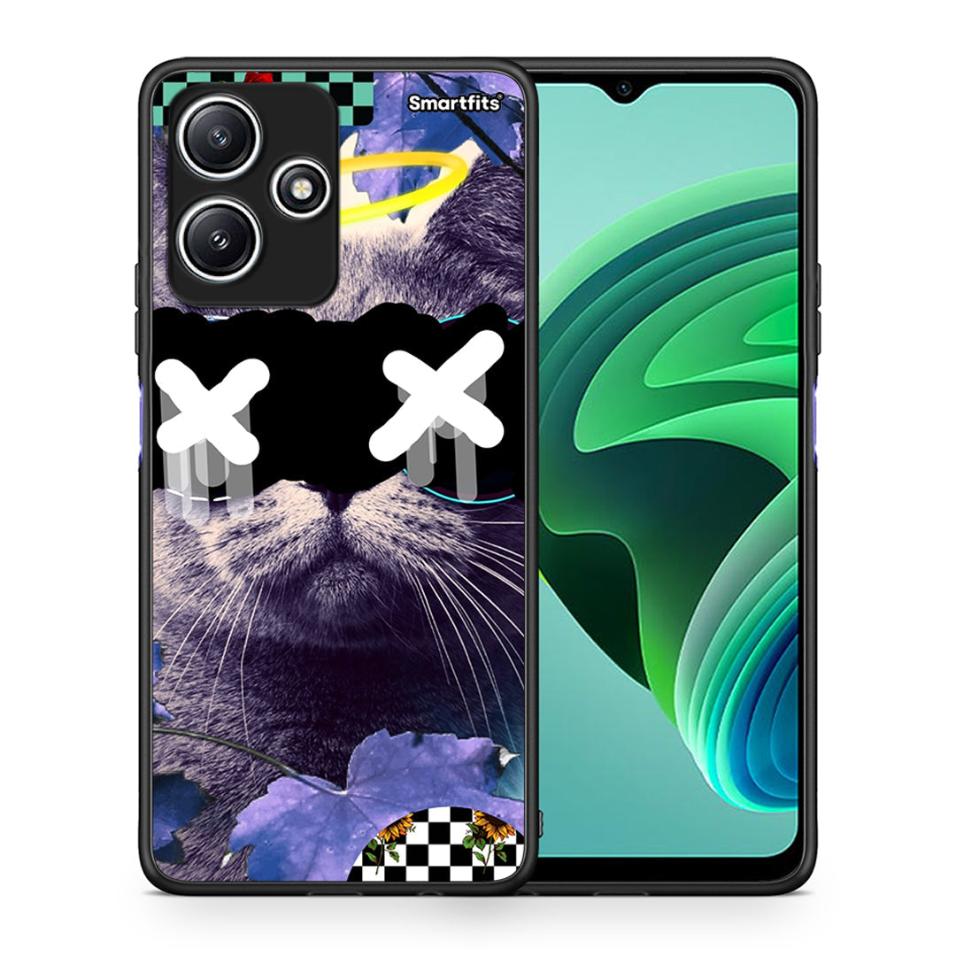 Θήκη Xiaomi Redmi 12 5G Cat Collage από τη Smartfits με σχέδιο στο πίσω μέρος και μαύρο περίβλημα | Xiaomi Redmi 12 5G Cat Collage case with colorful back and black bezels