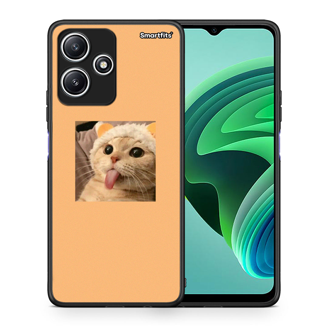 Θήκη Xiaomi Redmi 12 5G Cat Tongue από τη Smartfits με σχέδιο στο πίσω μέρος και μαύρο περίβλημα | Xiaomi Redmi 12 5G Cat Tongue case with colorful back and black bezels