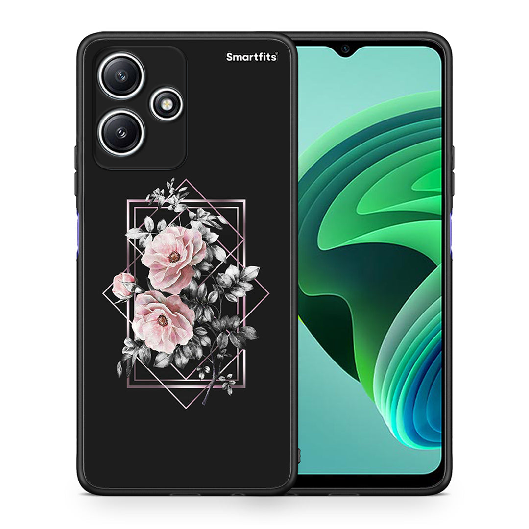 Θήκη Xiaomi Redmi 12 5G Frame Flower από τη Smartfits με σχέδιο στο πίσω μέρος και μαύρο περίβλημα | Xiaomi Redmi 12 5G Frame Flower case with colorful back and black bezels