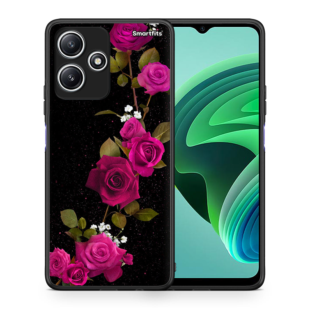 Θήκη Xiaomi Redmi 12 5G Red Roses Flower από τη Smartfits με σχέδιο στο πίσω μέρος και μαύρο περίβλημα | Xiaomi Redmi 12 5G Red Roses Flower case with colorful back and black bezels