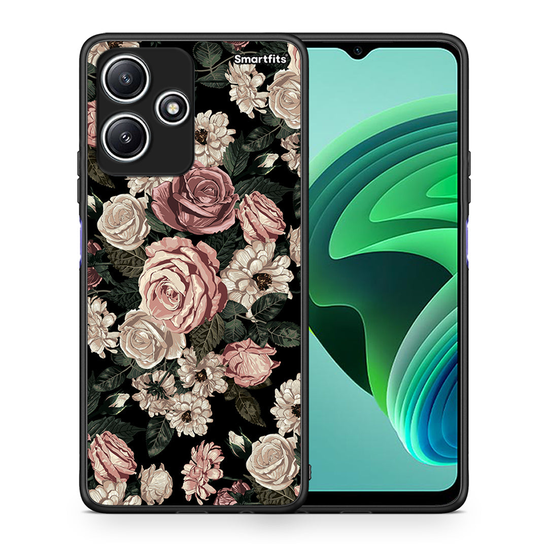 Θήκη Xiaomi Redmi 12 5G Wild Roses Flower από τη Smartfits με σχέδιο στο πίσω μέρος και μαύρο περίβλημα | Xiaomi Redmi 12 5G Wild Roses Flower case with colorful back and black bezels