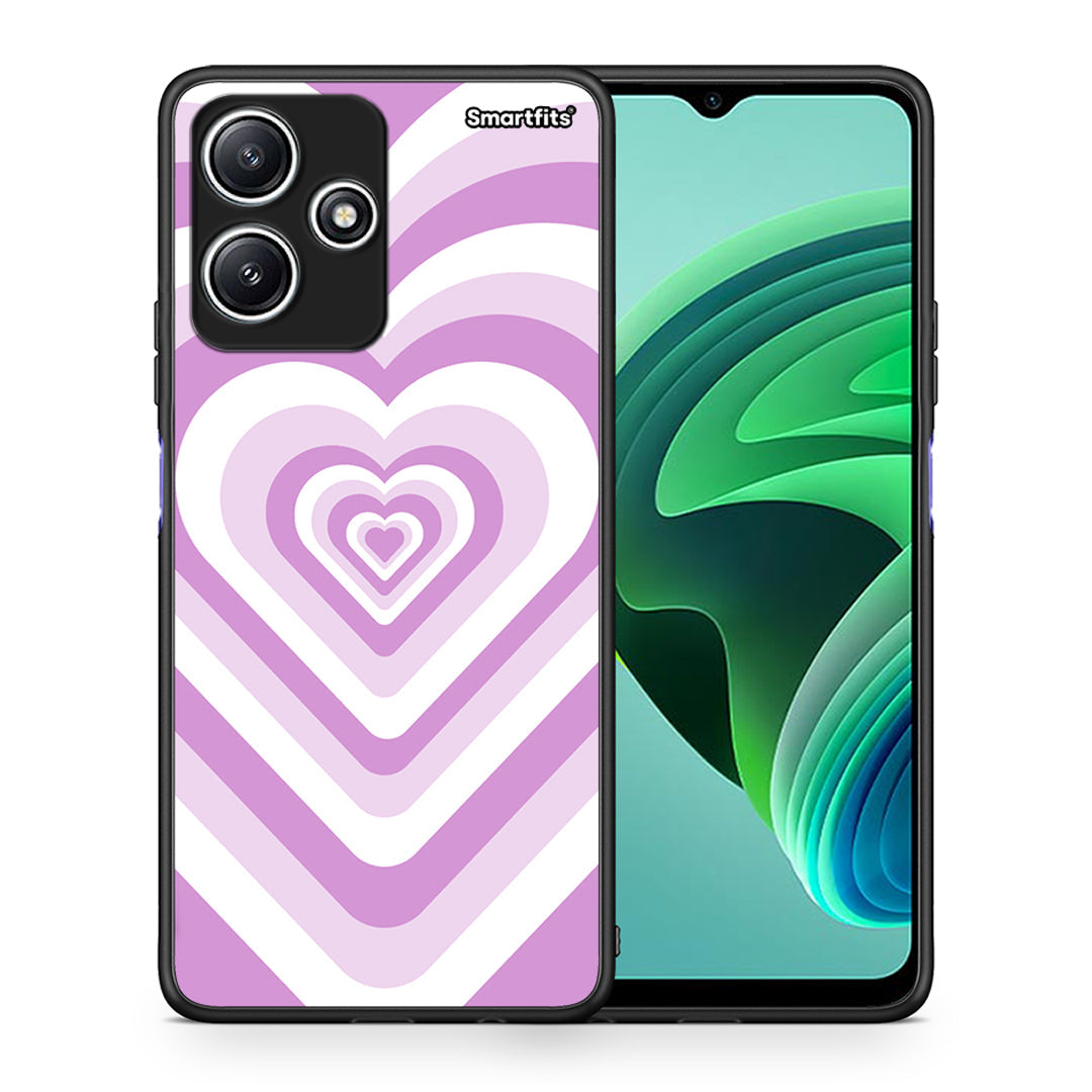 Θήκη Xiaomi Redmi 12 5G Lilac Hearts από τη Smartfits με σχέδιο στο πίσω μέρος και μαύρο περίβλημα | Xiaomi Redmi 12 5G Lilac Hearts case with colorful back and black bezels