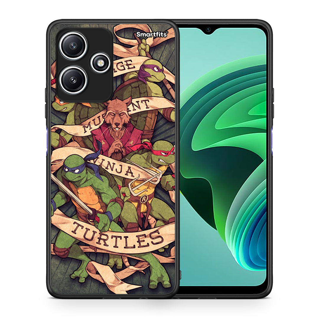 Θήκη Xiaomi Redmi 12 5G Ninja Turtles από τη Smartfits με σχέδιο στο πίσω μέρος και μαύρο περίβλημα | Xiaomi Redmi 12 5G Ninja Turtles case with colorful back and black bezels