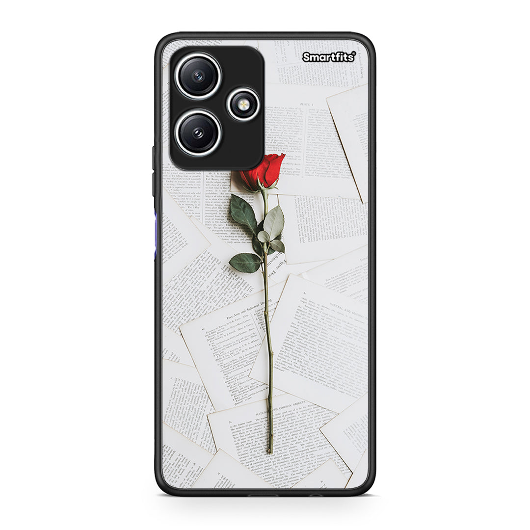 Xiaomi Redmi 12 5G Red Rose θήκη από τη Smartfits με σχέδιο στο πίσω μέρος και μαύρο περίβλημα | Smartphone case with colorful back and black bezels by Smartfits