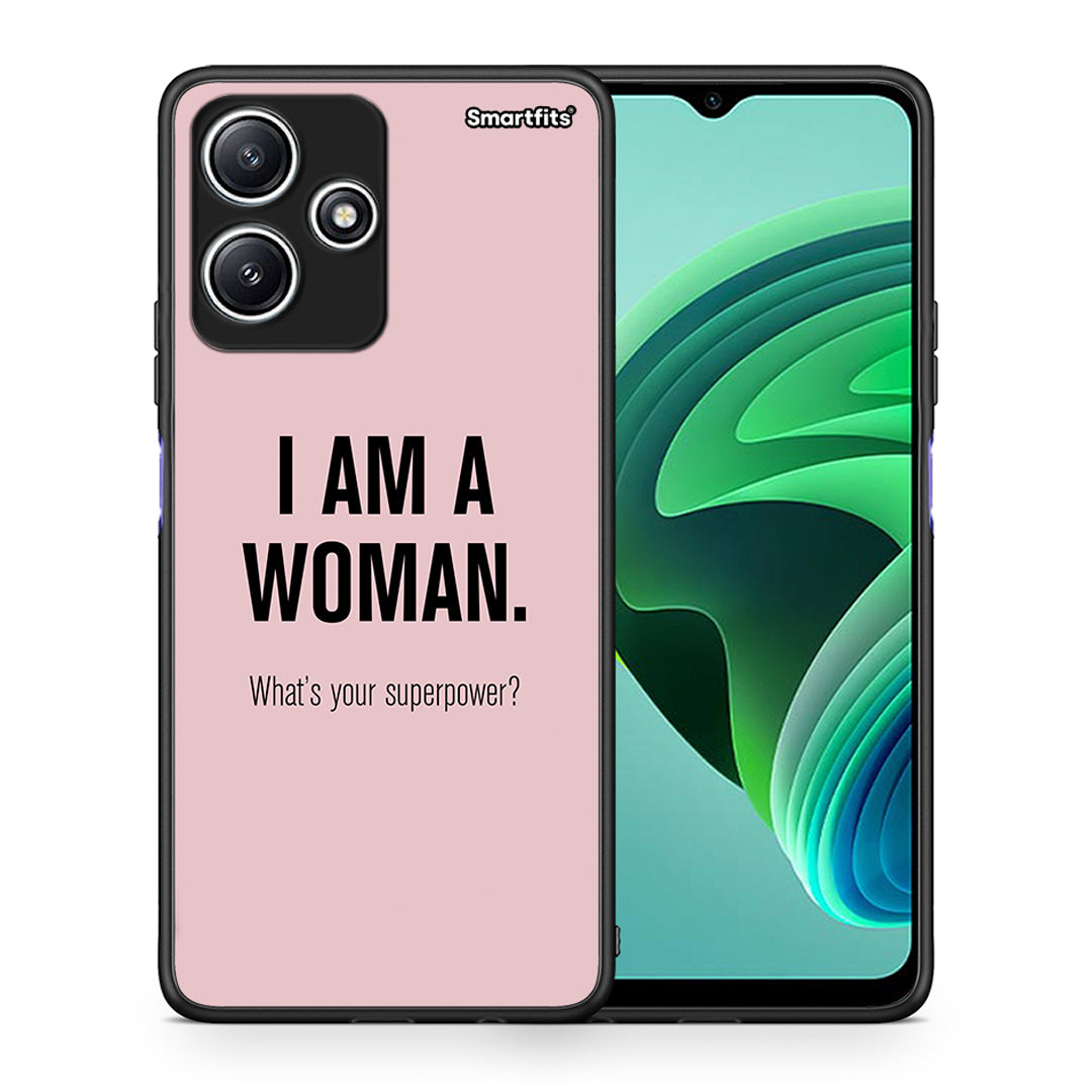 Θήκη Xiaomi Redmi 12 5G Superpower Woman από τη Smartfits με σχέδιο στο πίσω μέρος και μαύρο περίβλημα | Xiaomi Redmi 12 5G Superpower Woman case with colorful back and black bezels