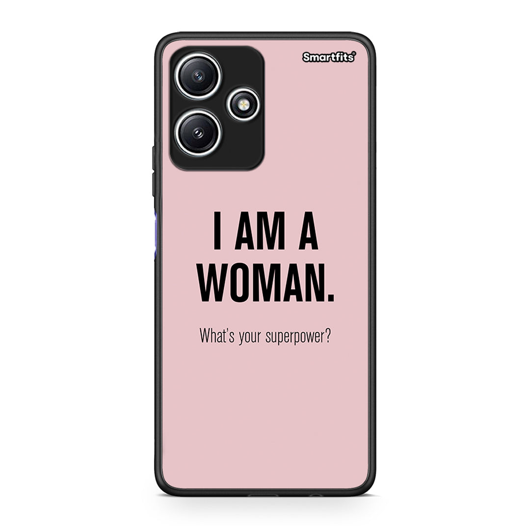 Xiaomi Redmi 12 5G Superpower Woman θήκη από τη Smartfits με σχέδιο στο πίσω μέρος και μαύρο περίβλημα | Smartphone case with colorful back and black bezels by Smartfits