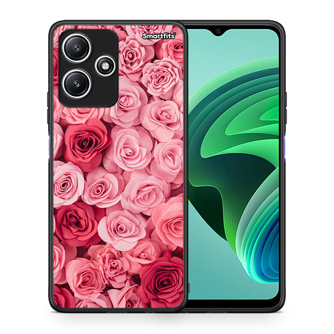 Θήκη Xiaomi Redmi 12 5G RoseGarden Valentine από τη Smartfits με σχέδιο στο πίσω μέρος και μαύρο περίβλημα | Xiaomi Redmi 12 5G RoseGarden Valentine case with colorful back and black bezels