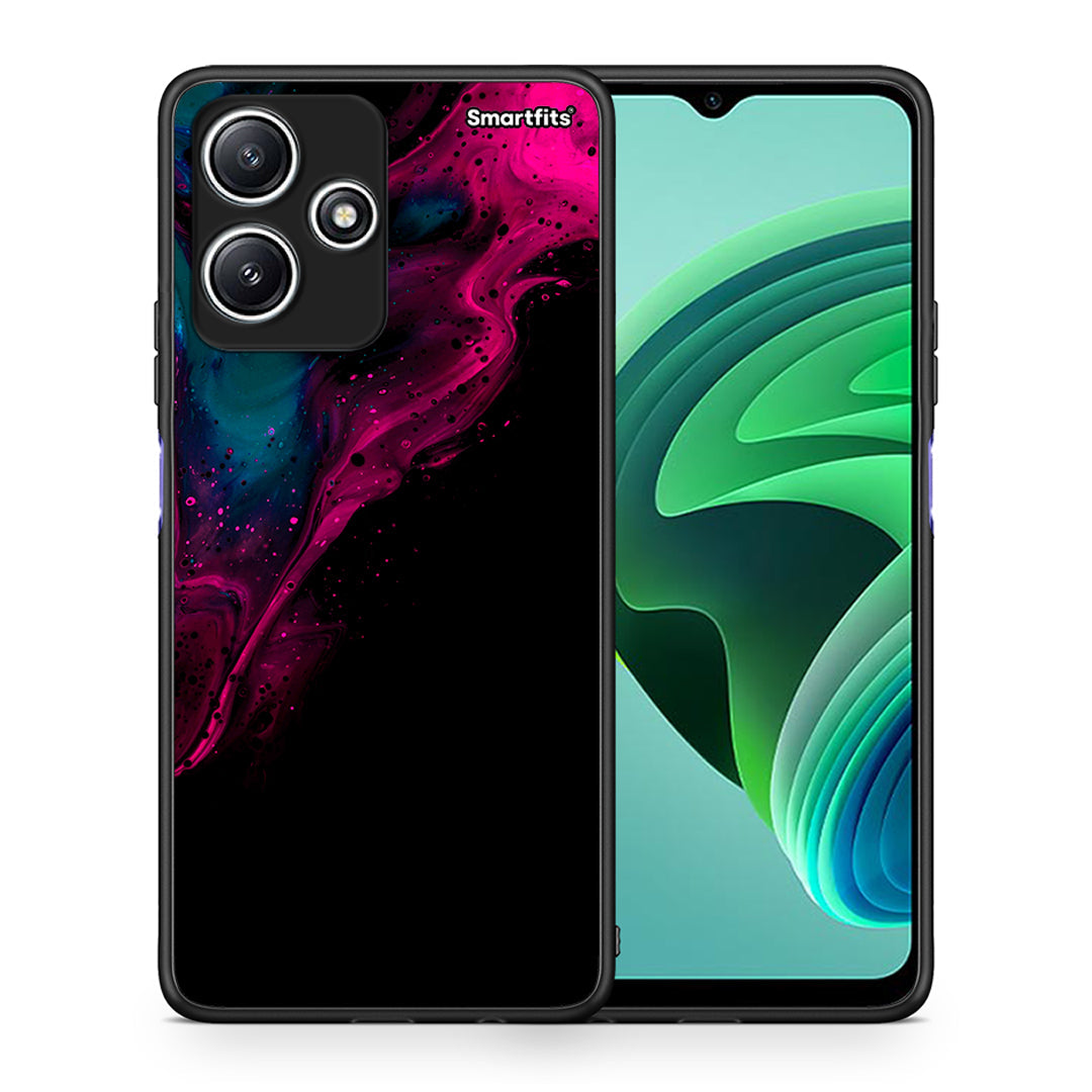 Θήκη Xiaomi Redmi 12 5G Pink Black Watercolor από τη Smartfits με σχέδιο στο πίσω μέρος και μαύρο περίβλημα | Xiaomi Redmi 12 5G Pink Black Watercolor case with colorful back and black bezels