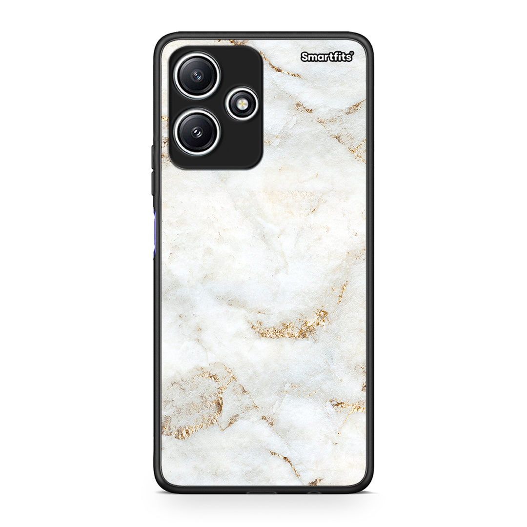 Xiaomi Redmi 12 5G White Gold Marble θήκη από τη Smartfits με σχέδιο στο πίσω μέρος και μαύρο περίβλημα | Smartphone case with colorful back and black bezels by Smartfits