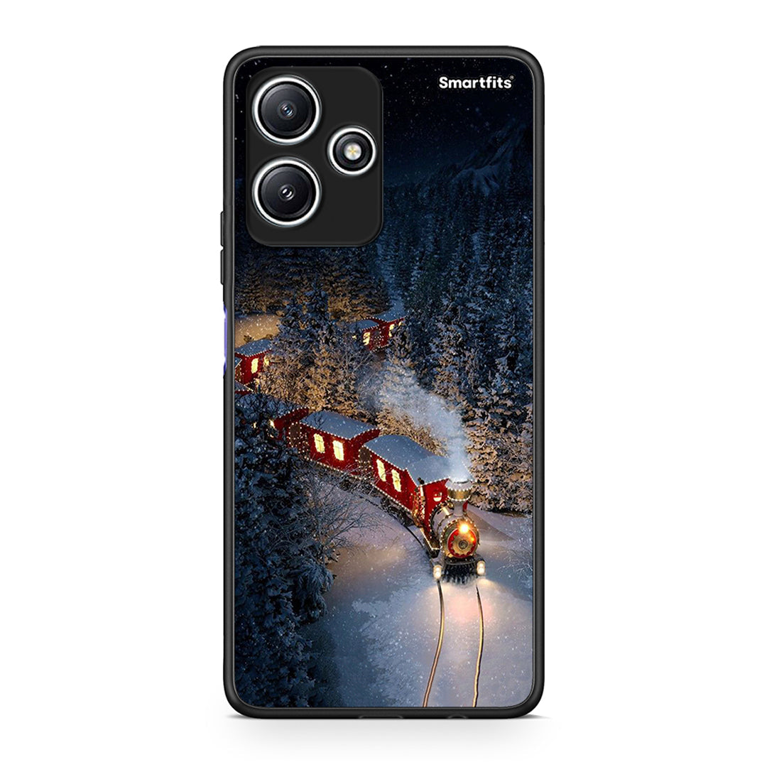 Xiaomi Redmi 12 5G Xmas Train θήκη από τη Smartfits με σχέδιο στο πίσω μέρος και μαύρο περίβλημα | Smartphone case with colorful back and black bezels by Smartfits