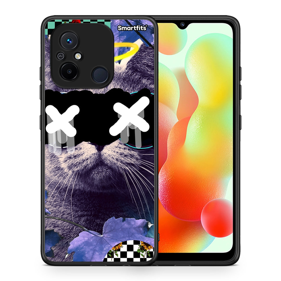 Θήκη Xiaomi Redmi 12C Cat Collage από τη Smartfits με σχέδιο στο πίσω μέρος και μαύρο περίβλημα | Xiaomi Redmi 12C Cat Collage Case with Colorful Back and Black Bezels