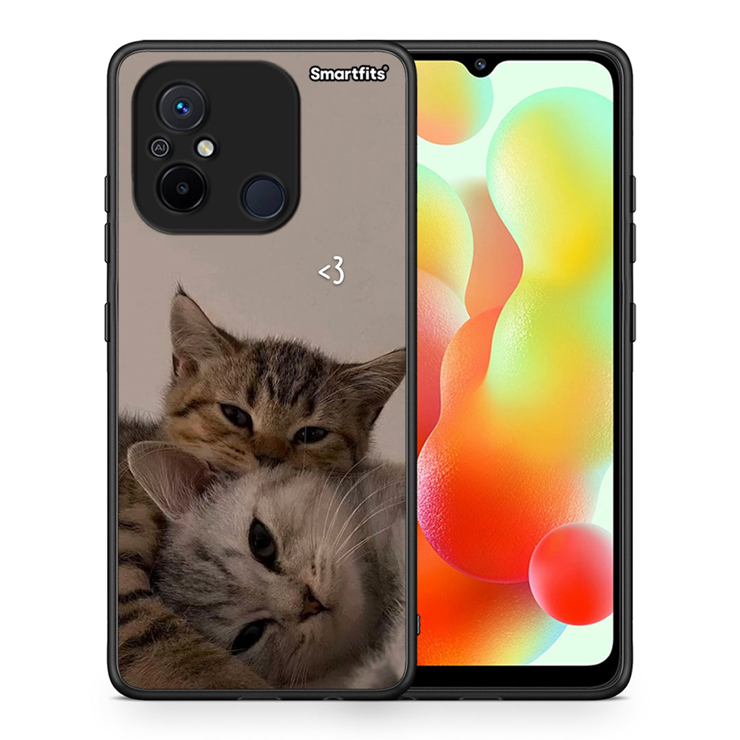 Θήκη Xiaomi Redmi 12C Cats In Love από τη Smartfits με σχέδιο στο πίσω μέρος και μαύρο περίβλημα | Xiaomi Redmi 12C Cats In Love Case with Colorful Back and Black Bezels