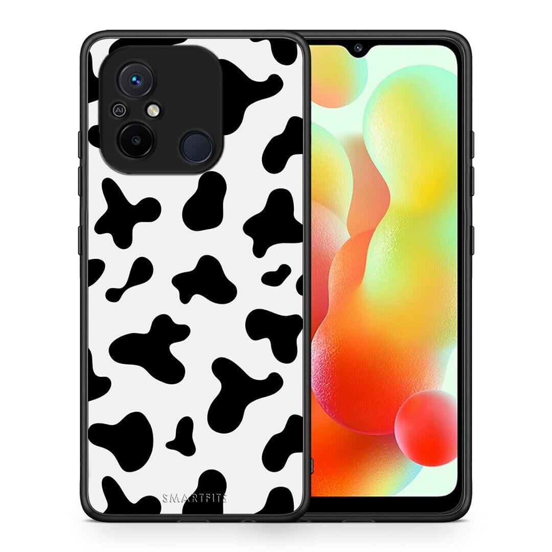 Θήκη Xiaomi Redmi 12C Cow Print από τη Smartfits με σχέδιο στο πίσω μέρος και μαύρο περίβλημα | Xiaomi Redmi 12C Cow Print Case with Colorful Back and Black Bezels