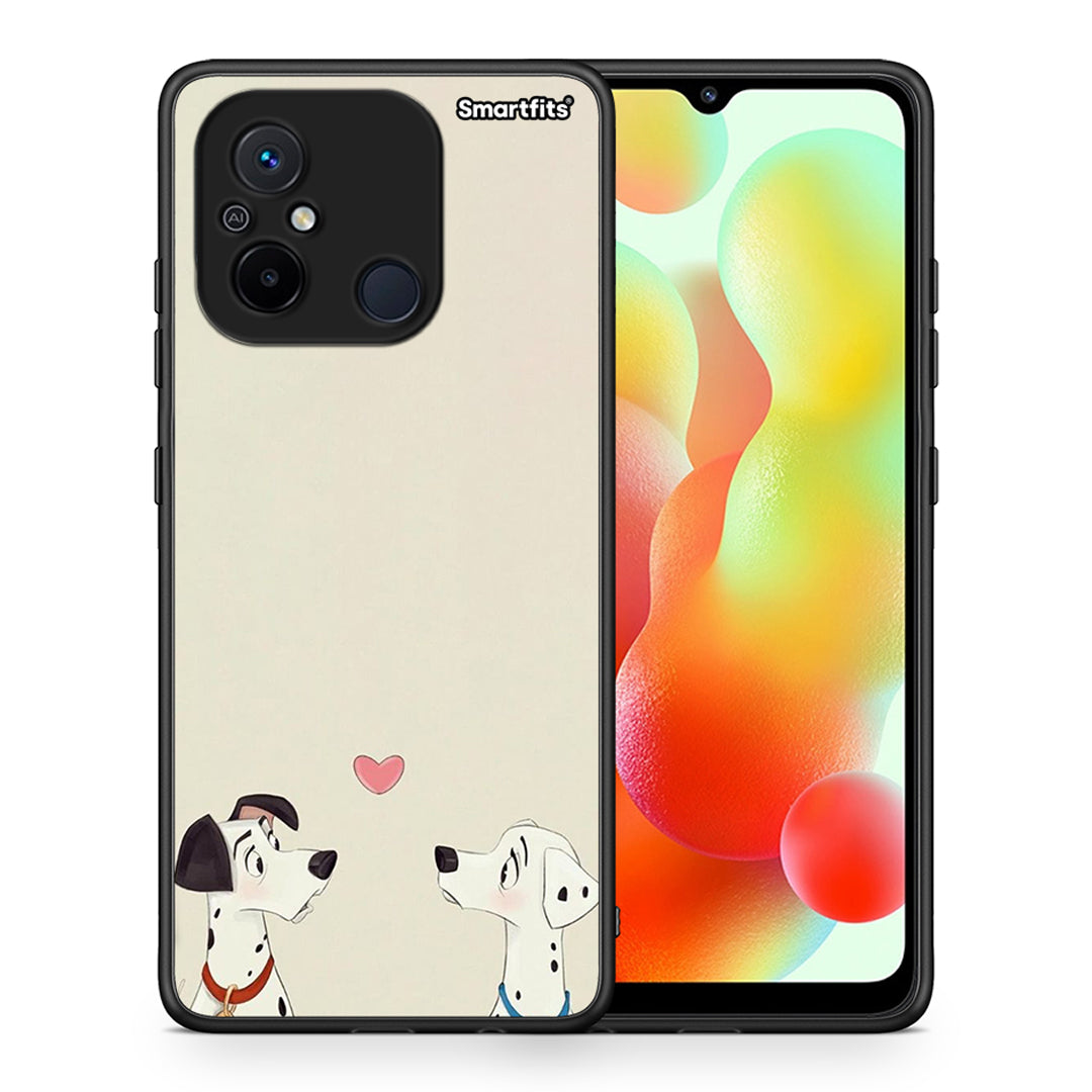 Θήκη Xiaomi Redmi 12C Dalmatians Love από τη Smartfits με σχέδιο στο πίσω μέρος και μαύρο περίβλημα | Xiaomi Redmi 12C Dalmatians Love Case with Colorful Back and Black Bezels