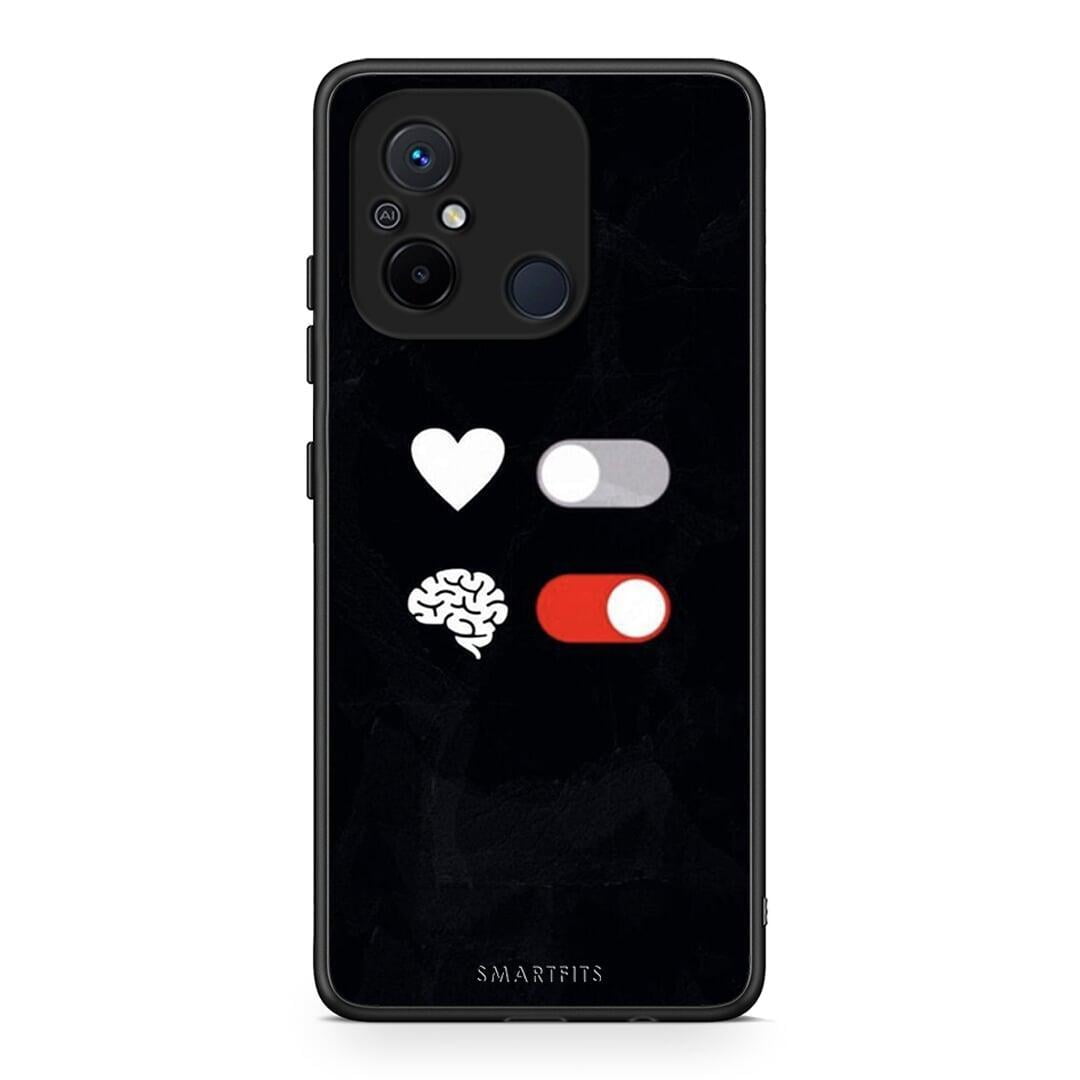 Θήκη Xiaomi Redmi 12C Heart Vs Brain από τη Smartfits με σχέδιο στο πίσω μέρος και μαύρο περίβλημα | Xiaomi Redmi 12C Heart Vs Brain Case with Colorful Back and Black Bezels