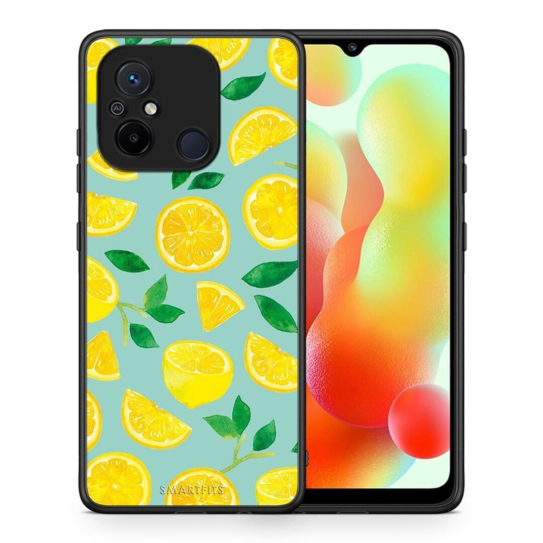 Θήκη Xiaomi Redmi 12C Lemons από τη Smartfits με σχέδιο στο πίσω μέρος και μαύρο περίβλημα | Xiaomi Redmi 12C Lemons Case with Colorful Back and Black Bezels