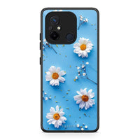 Thumbnail for Θήκη Xiaomi Redmi 12C Real Daisies από τη Smartfits με σχέδιο στο πίσω μέρος και μαύρο περίβλημα | Xiaomi Redmi 12C Real Daisies Case with Colorful Back and Black Bezels