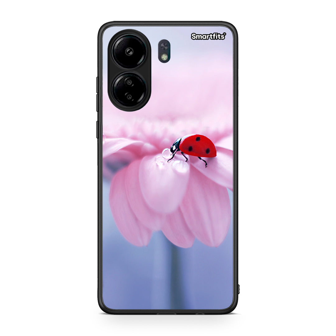 Xiaomi Redmi 13C Ladybug Flower θήκη από τη Smartfits με σχέδιο στο πίσω μέρος και μαύρο περίβλημα | Smartphone case with colorful back and black bezels by Smartfits