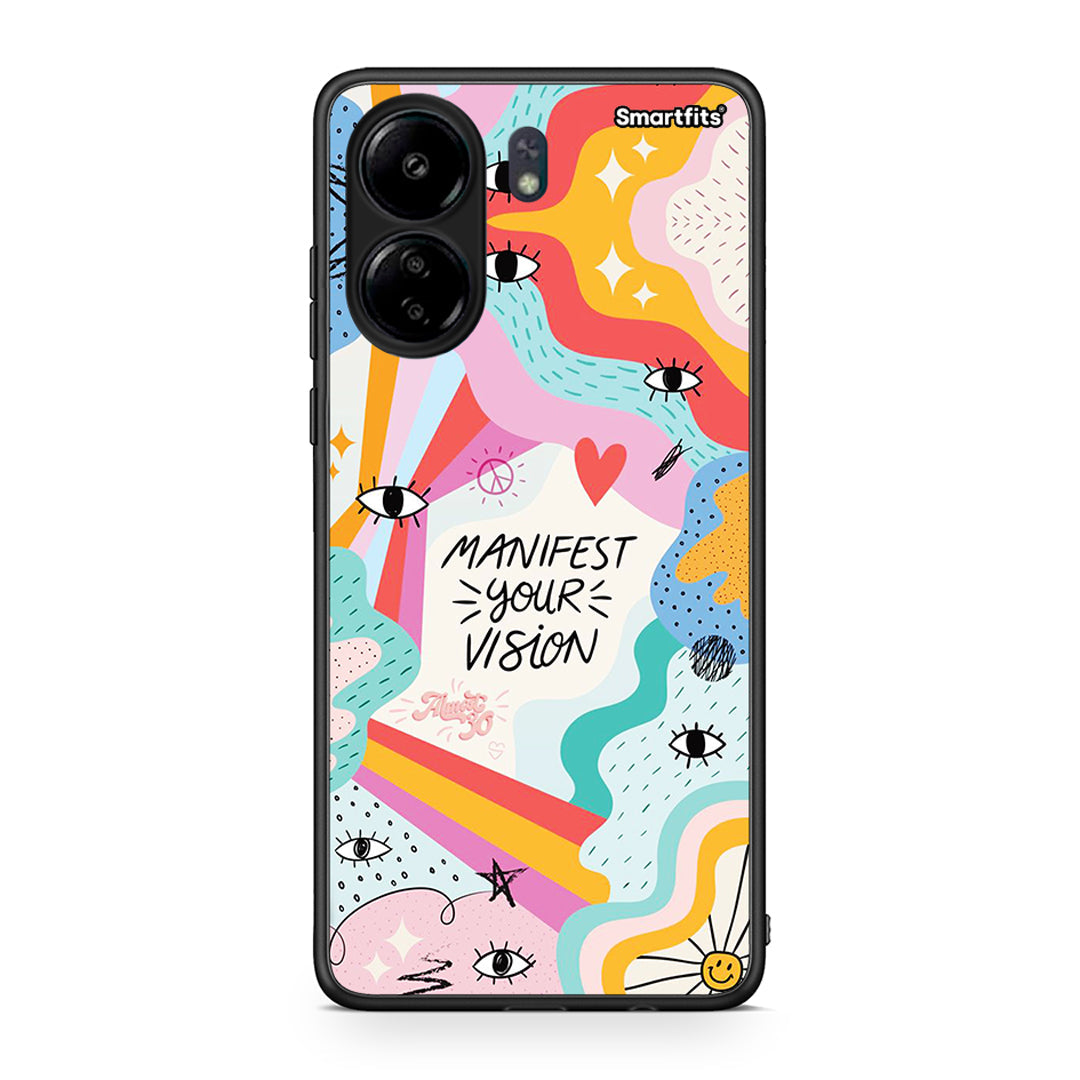 Xiaomi Redmi 13C Manifest Your Vision θήκη από τη Smartfits με σχέδιο στο πίσω μέρος και μαύρο περίβλημα | Smartphone case with colorful back and black bezels by Smartfits
