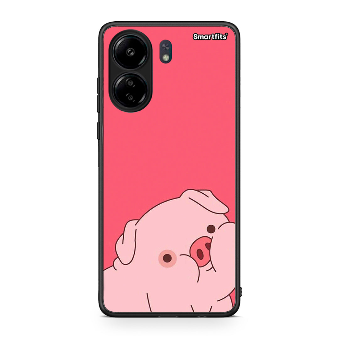 Xiaomi Redmi 13C Pig Love 1 Θήκη Αγίου Βαλεντίνου από τη Smartfits με σχέδιο στο πίσω μέρος και μαύρο περίβλημα | Smartphone case with colorful back and black bezels by Smartfits