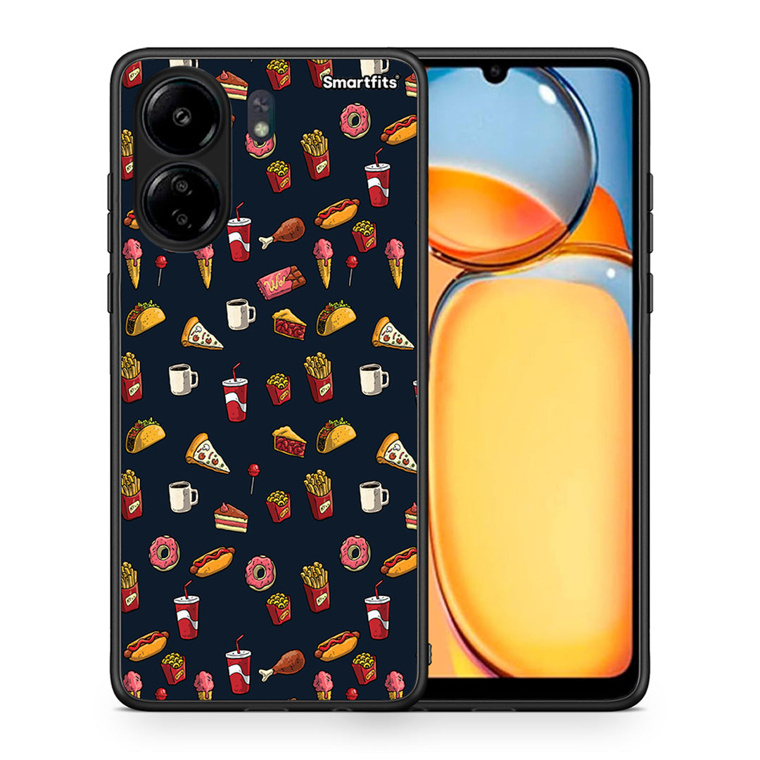 Θήκη Xiaomi Redmi 13C Hungry Random από τη Smartfits με σχέδιο στο πίσω μέρος και μαύρο περίβλημα | Xiaomi Redmi 13C Hungry Random case with colorful back and black bezels