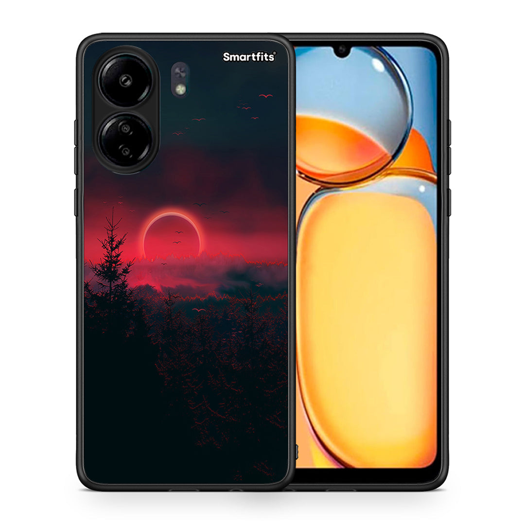 Θήκη Xiaomi Redmi 13C Sunset Tropic από τη Smartfits με σχέδιο στο πίσω μέρος και μαύρο περίβλημα | Xiaomi Redmi 13C Sunset Tropic case with colorful back and black bezels