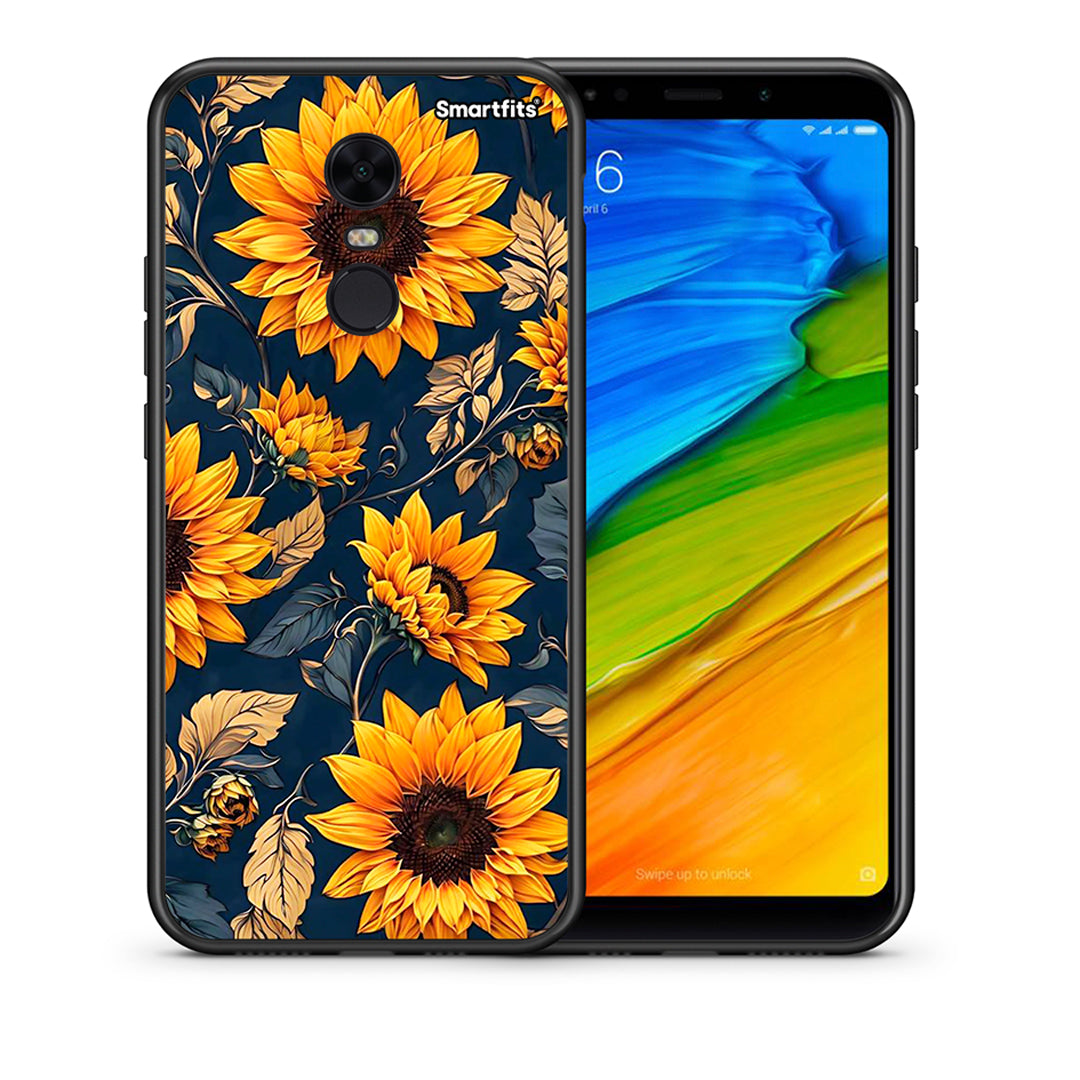 Θήκη Xiaomi Redmi 5 Plus Autumn Sunflowers από τη Smartfits με σχέδιο στο πίσω μέρος και μαύρο περίβλημα | Xiaomi Redmi 5 Plus Autumn Sunflowers case with colorful back and black bezels