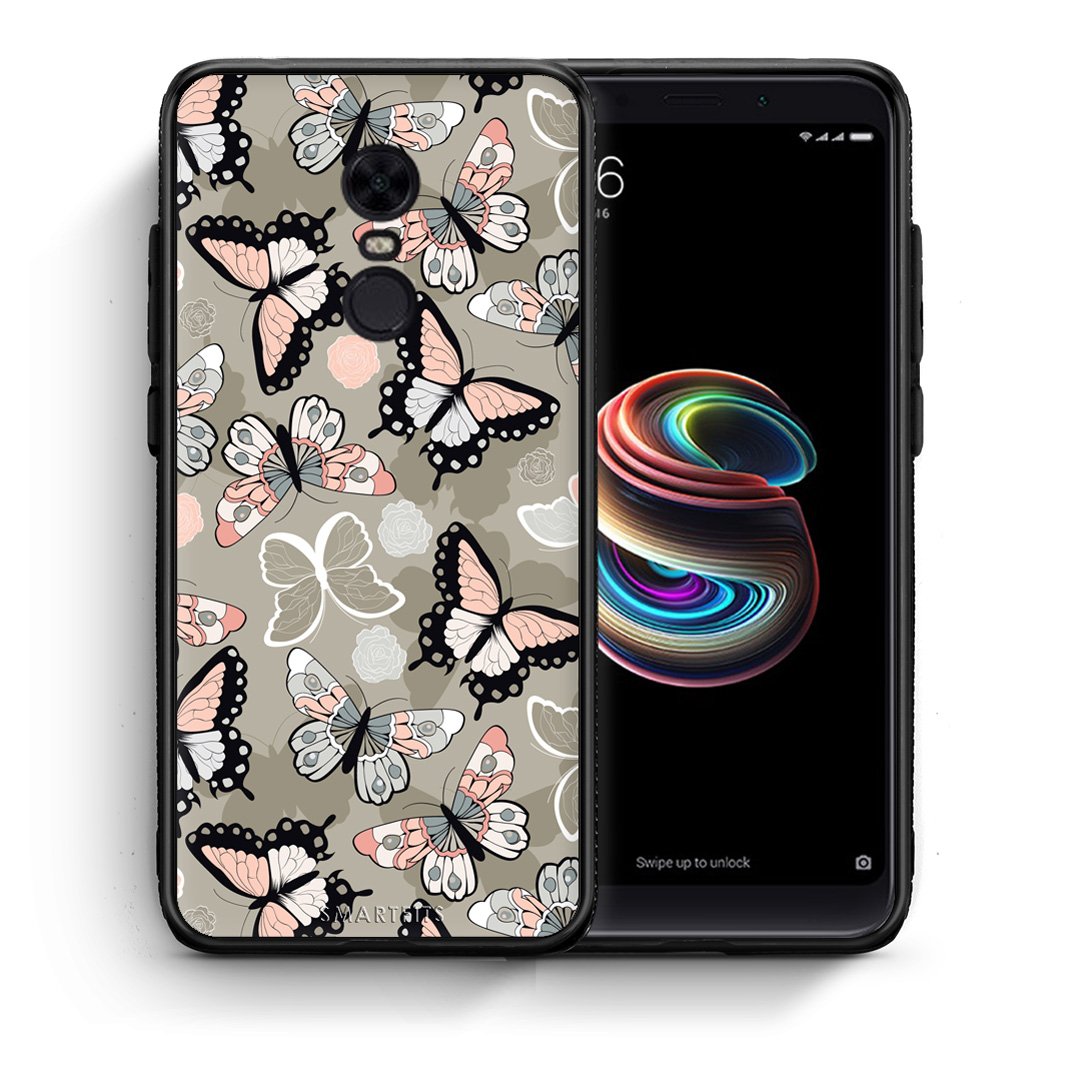 Θήκη Xiaomi Redmi 5 Plus Butterflies Boho από τη Smartfits με σχέδιο στο πίσω μέρος και μαύρο περίβλημα | Xiaomi Redmi 5 Plus Butterflies Boho case with colorful back and black bezels