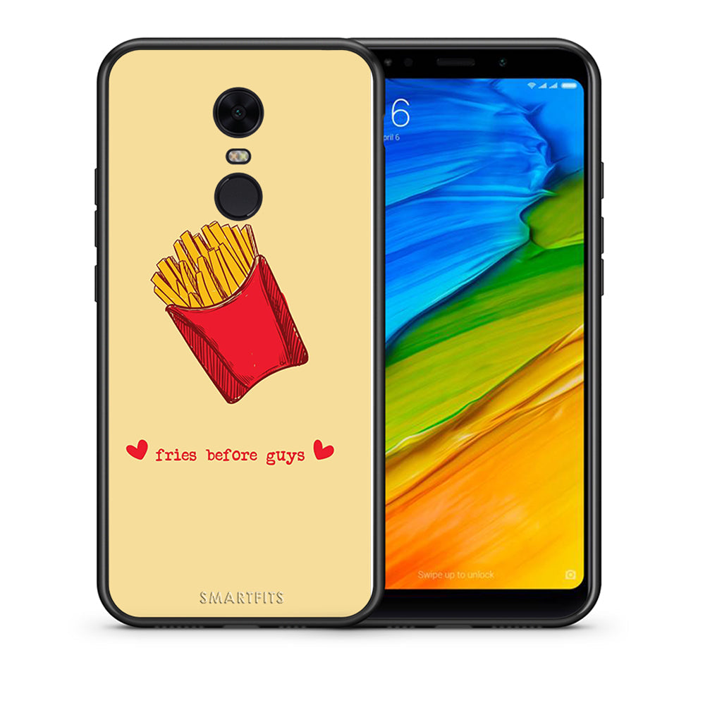 Θήκη Αγίου Βαλεντίνου Xiaomi Redmi 5 Plus Fries Before Guys από τη Smartfits με σχέδιο στο πίσω μέρος και μαύρο περίβλημα | Xiaomi Redmi 5 Plus Fries Before Guys case with colorful back and black bezels