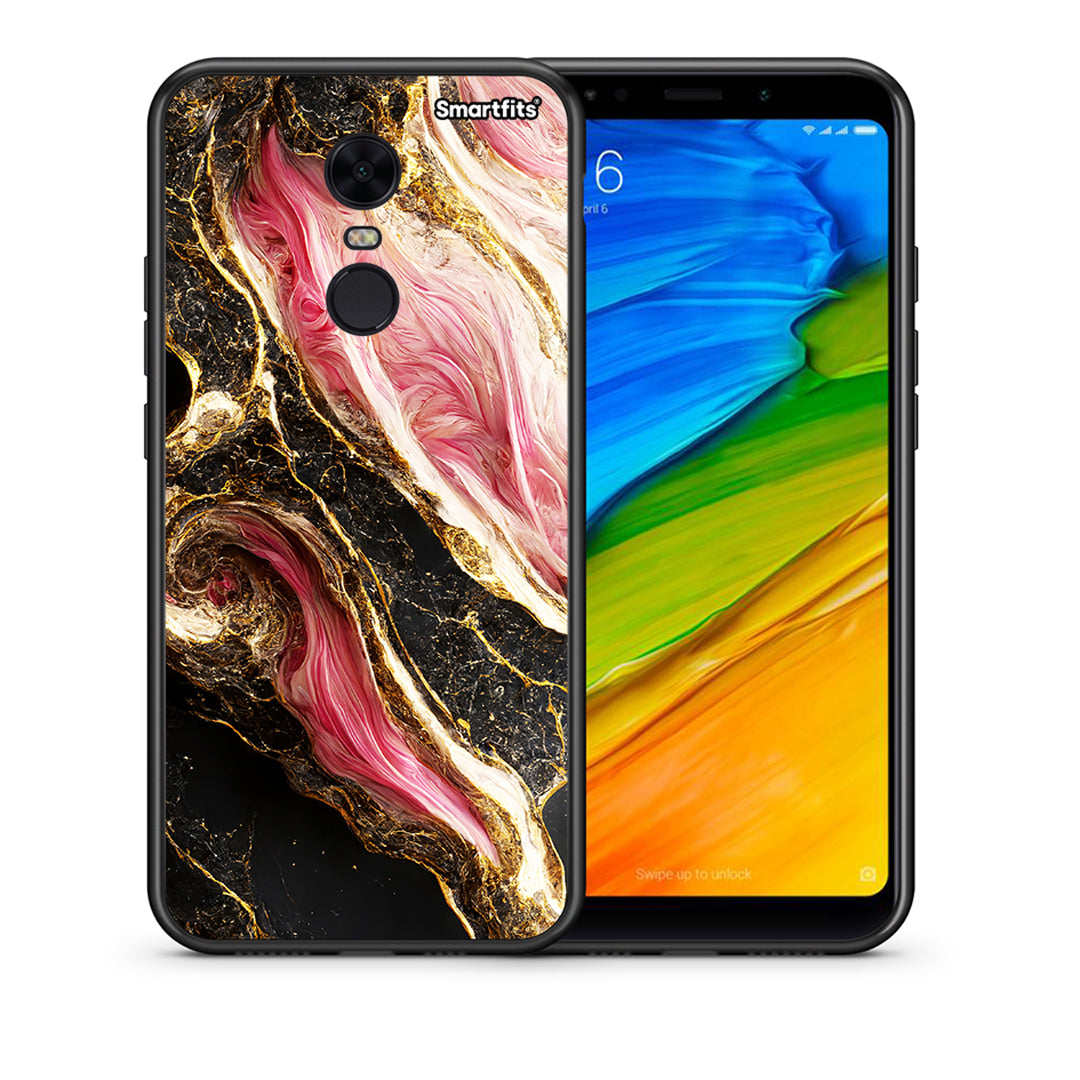 Θήκη Xiaomi Redmi 5 Plus Glamorous Pink Marble από τη Smartfits με σχέδιο στο πίσω μέρος και μαύρο περίβλημα | Xiaomi Redmi 5 Plus Glamorous Pink Marble case with colorful back and black bezels