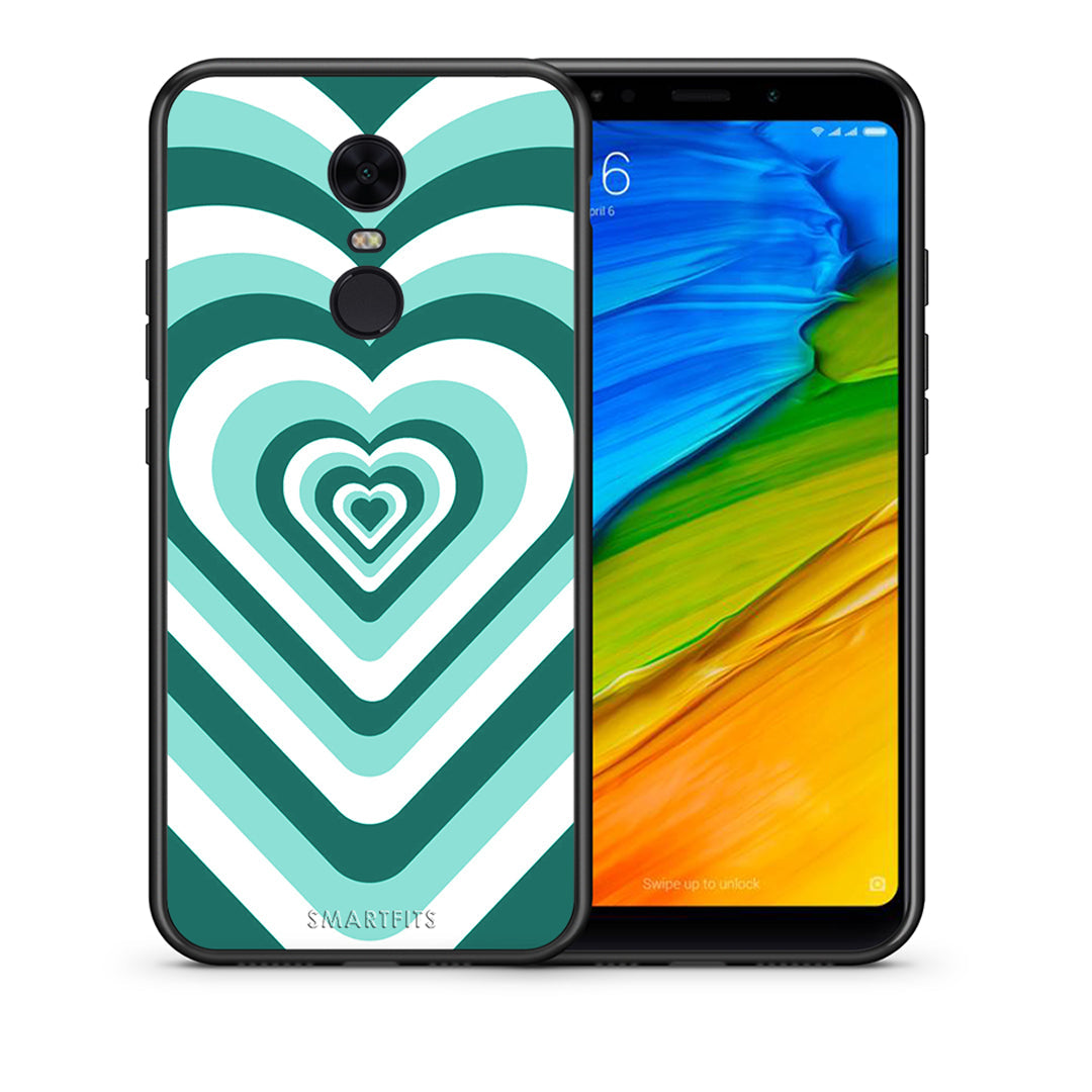 Θήκη Xiaomi Redmi 5 Plus Green Hearts από τη Smartfits με σχέδιο στο πίσω μέρος και μαύρο περίβλημα | Xiaomi Redmi 5 Plus Green Hearts case with colorful back and black bezels