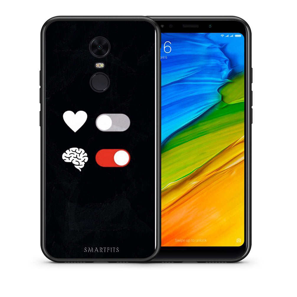 Θήκη Αγίου Βαλεντίνου Xiaomi Redmi 5 Plus Heart Vs Brain από τη Smartfits με σχέδιο στο πίσω μέρος και μαύρο περίβλημα | Xiaomi Redmi 5 Plus Heart Vs Brain case with colorful back and black bezels