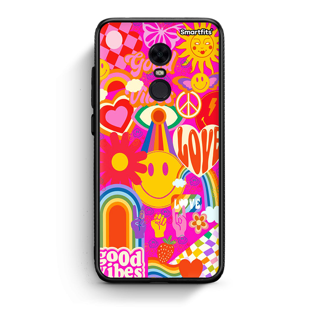 Xiaomi Redmi 5 Plus Hippie Love θήκη από τη Smartfits με σχέδιο στο πίσω μέρος και μαύρο περίβλημα | Smartphone case with colorful back and black bezels by Smartfits