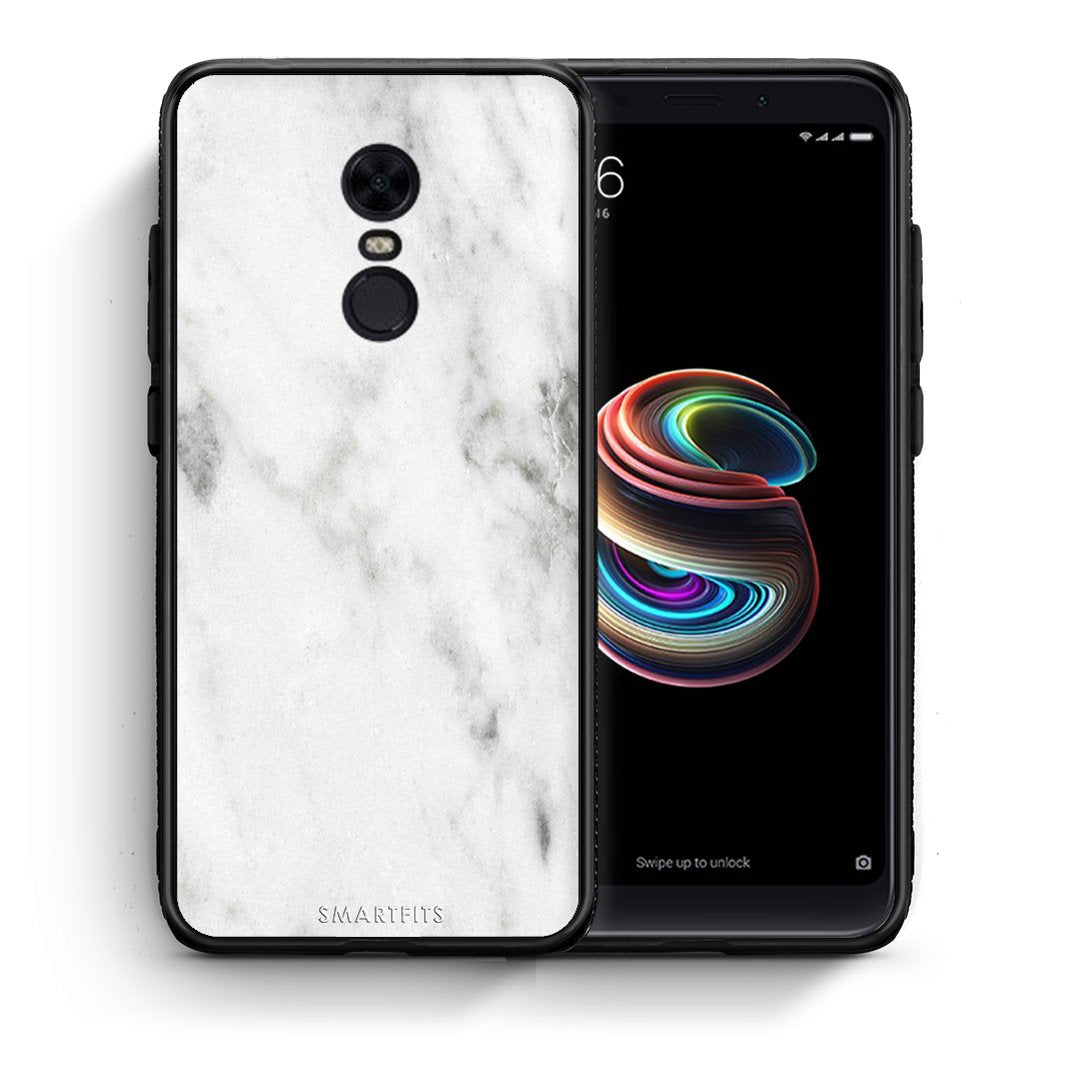 Θήκη Xiaomi Redmi 5 Plus White Marble από τη Smartfits με σχέδιο στο πίσω μέρος και μαύρο περίβλημα | Xiaomi Redmi 5 Plus White Marble case with colorful back and black bezels