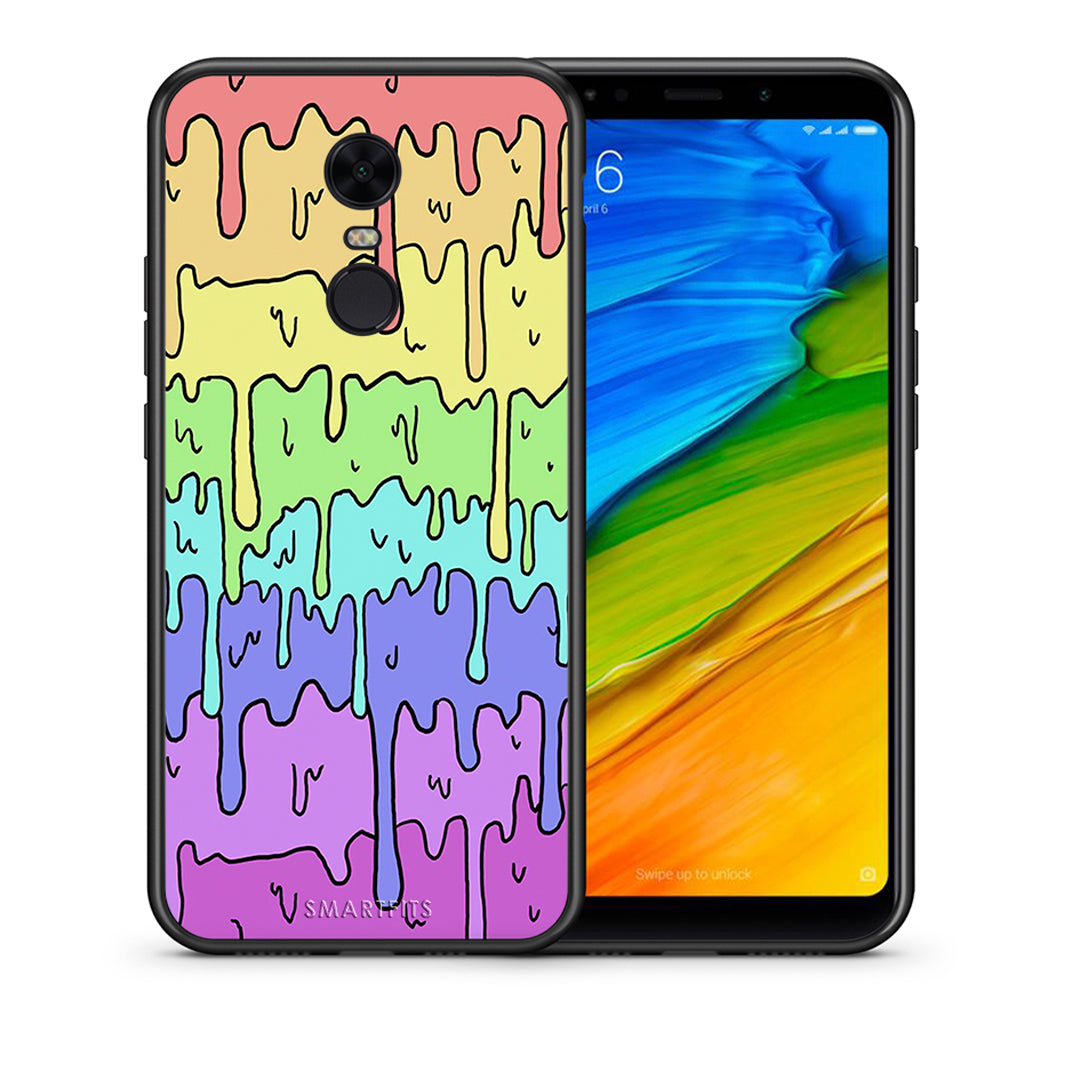 Θήκη Xiaomi Redmi 5 Plus Melting Rainbow από τη Smartfits με σχέδιο στο πίσω μέρος και μαύρο περίβλημα | Xiaomi Redmi 5 Plus Melting Rainbow case with colorful back and black bezels
