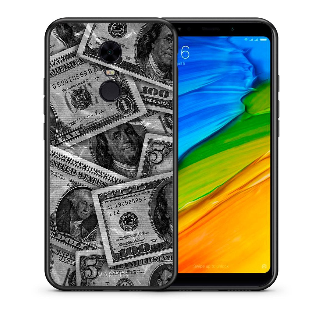 Θήκη Xiaomi Redmi 5 Plus Money Dollars από τη Smartfits με σχέδιο στο πίσω μέρος και μαύρο περίβλημα | Xiaomi Redmi 5 Plus Money Dollars case with colorful back and black bezels