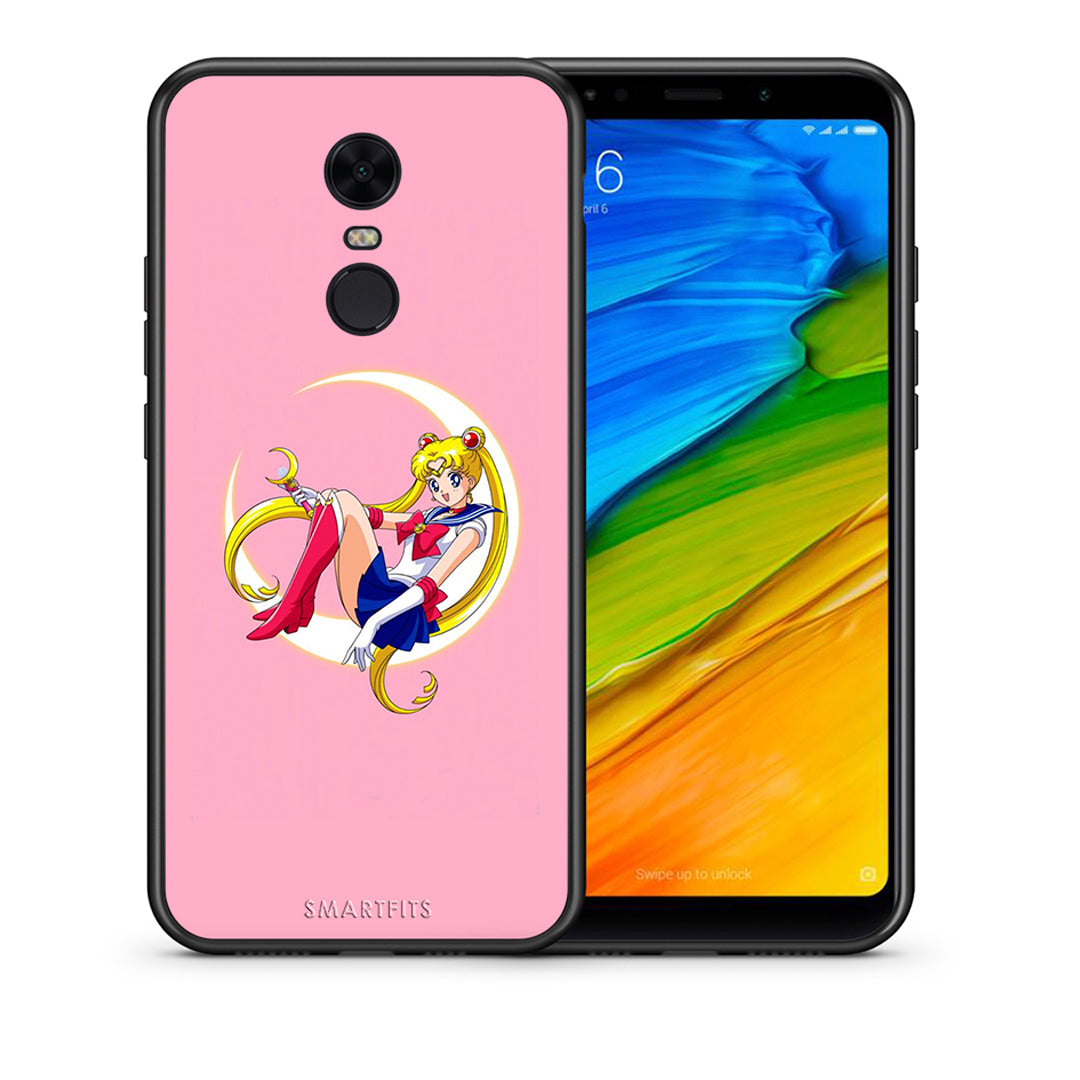 Θήκη Xiaomi Redmi 5 Plus Moon Girl από τη Smartfits με σχέδιο στο πίσω μέρος και μαύρο περίβλημα | Xiaomi Redmi 5 Plus Moon Girl case with colorful back and black bezels