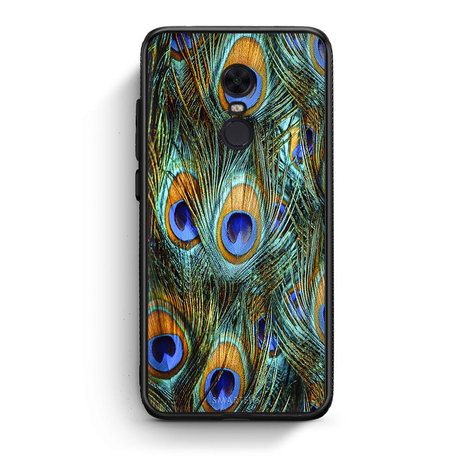 Xiaomi Redmi 5 Plus Real Peacock Feathers θήκη από τη Smartfits με σχέδιο στο πίσω μέρος και μαύρο περίβλημα | Smartphone case with colorful back and black bezels by Smartfits