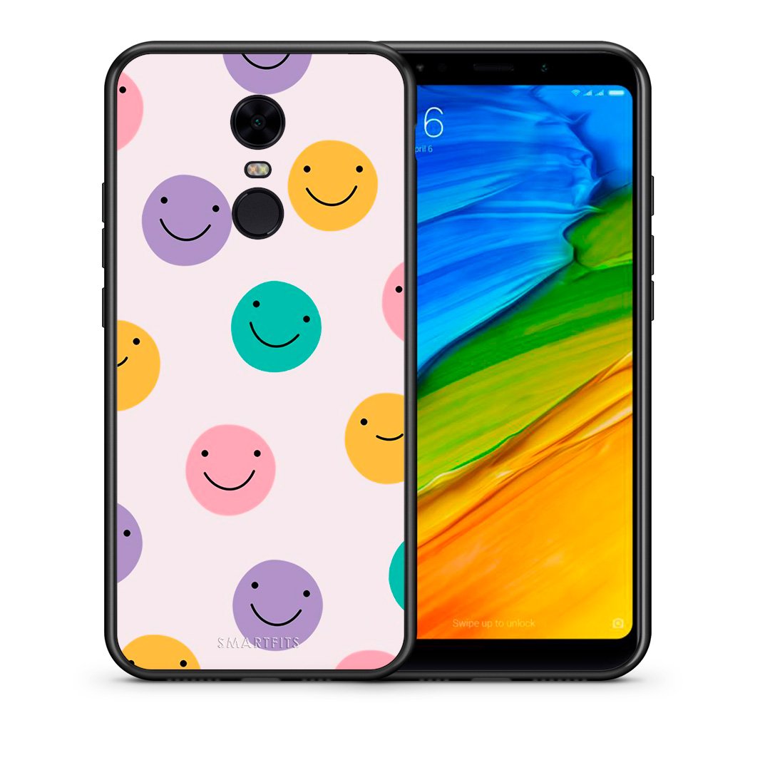 Θήκη Xiaomi Redmi 5 Plus Smiley Faces από τη Smartfits με σχέδιο στο πίσω μέρος και μαύρο περίβλημα | Xiaomi Redmi 5 Plus Smiley Faces case with colorful back and black bezels