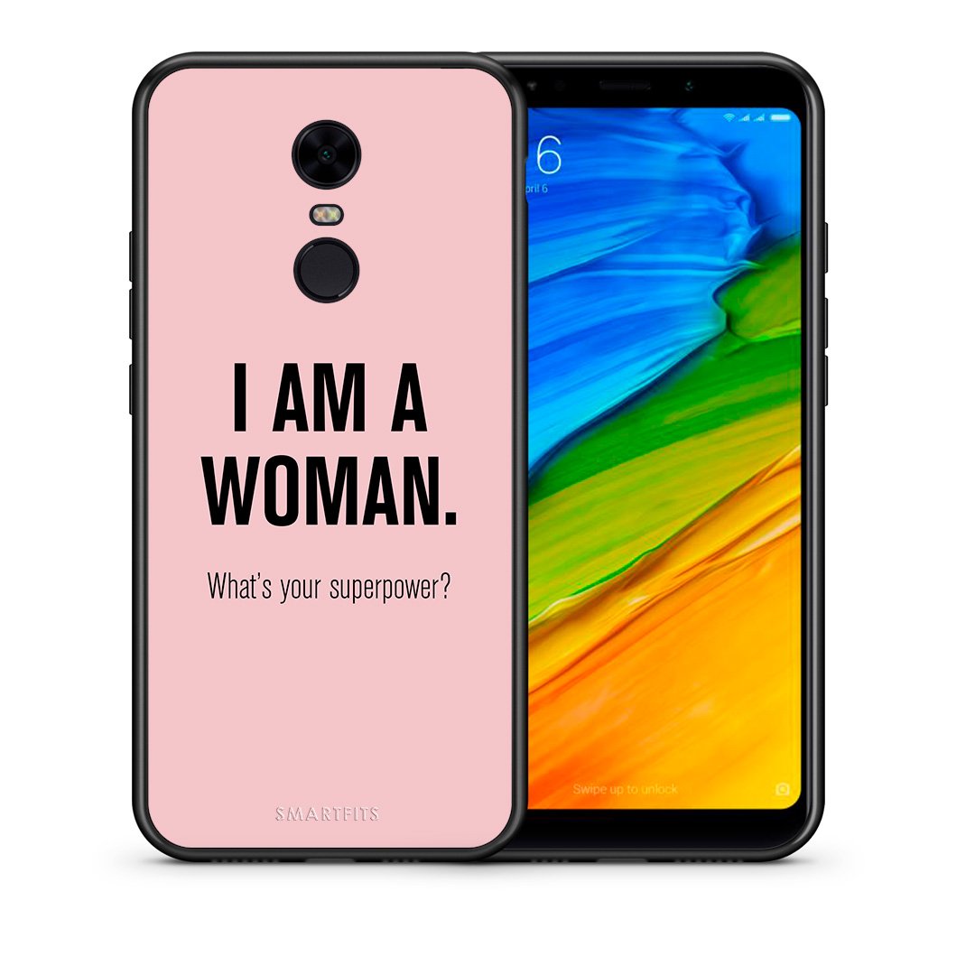 Θήκη Xiaomi Redmi 5 Plus Superpower Woman από τη Smartfits με σχέδιο στο πίσω μέρος και μαύρο περίβλημα | Xiaomi Redmi 5 Plus Superpower Woman case with colorful back and black bezels