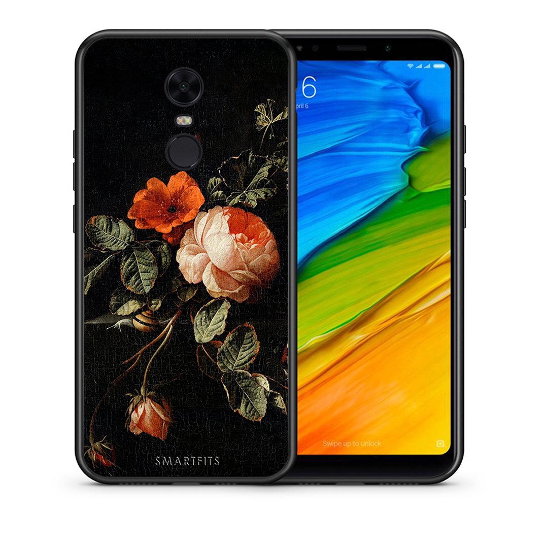 Θήκη Xiaomi Redmi 5 Plus Vintage Roses από τη Smartfits με σχέδιο στο πίσω μέρος και μαύρο περίβλημα | Xiaomi Redmi 5 Plus Vintage Roses case with colorful back and black bezels