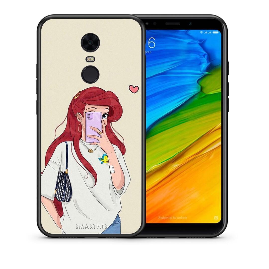 Θήκη Xiaomi Redmi 5 Plus Walking Mermaid από τη Smartfits με σχέδιο στο πίσω μέρος και μαύρο περίβλημα | Xiaomi Redmi 5 Plus Walking Mermaid case with colorful back and black bezels