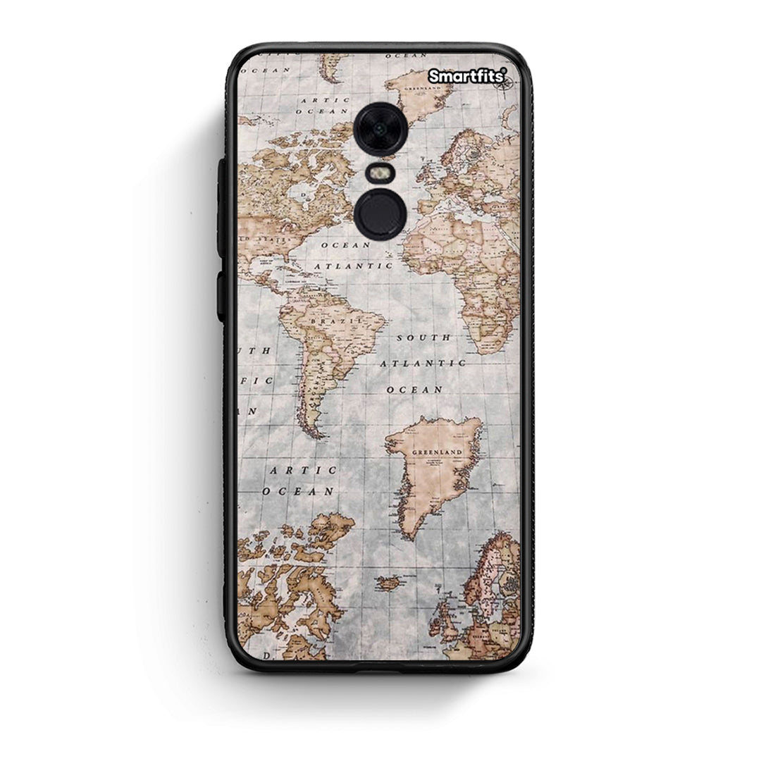 Xiaomi Redmi 5 Plus World Map Θήκη από τη Smartfits με σχέδιο στο πίσω μέρος και μαύρο περίβλημα | Smartphone case with colorful back and black bezels by Smartfits