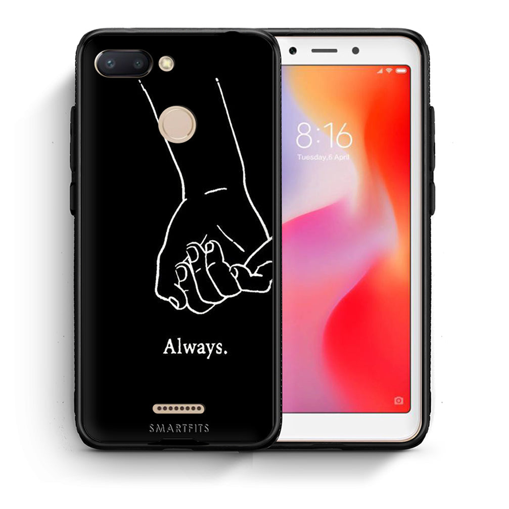 Θήκη Αγίου Βαλεντίνου Xiaomi Redmi 6 Always & Forever 1 από τη Smartfits με σχέδιο στο πίσω μέρος και μαύρο περίβλημα | Xiaomi Redmi 6 Always & Forever 1 case with colorful back and black bezels