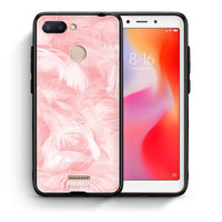 Thumbnail for Θήκη Xiaomi Redmi 6 Pink Feather Boho από τη Smartfits με σχέδιο στο πίσω μέρος και μαύρο περίβλημα | Xiaomi Redmi 6 Pink Feather Boho case with colorful back and black bezels